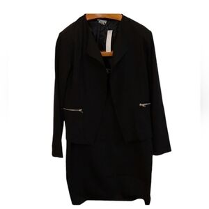 Beloved Classic Black Zipper Waist Length Suit Blazer Jacket and Skirt 2X NWT